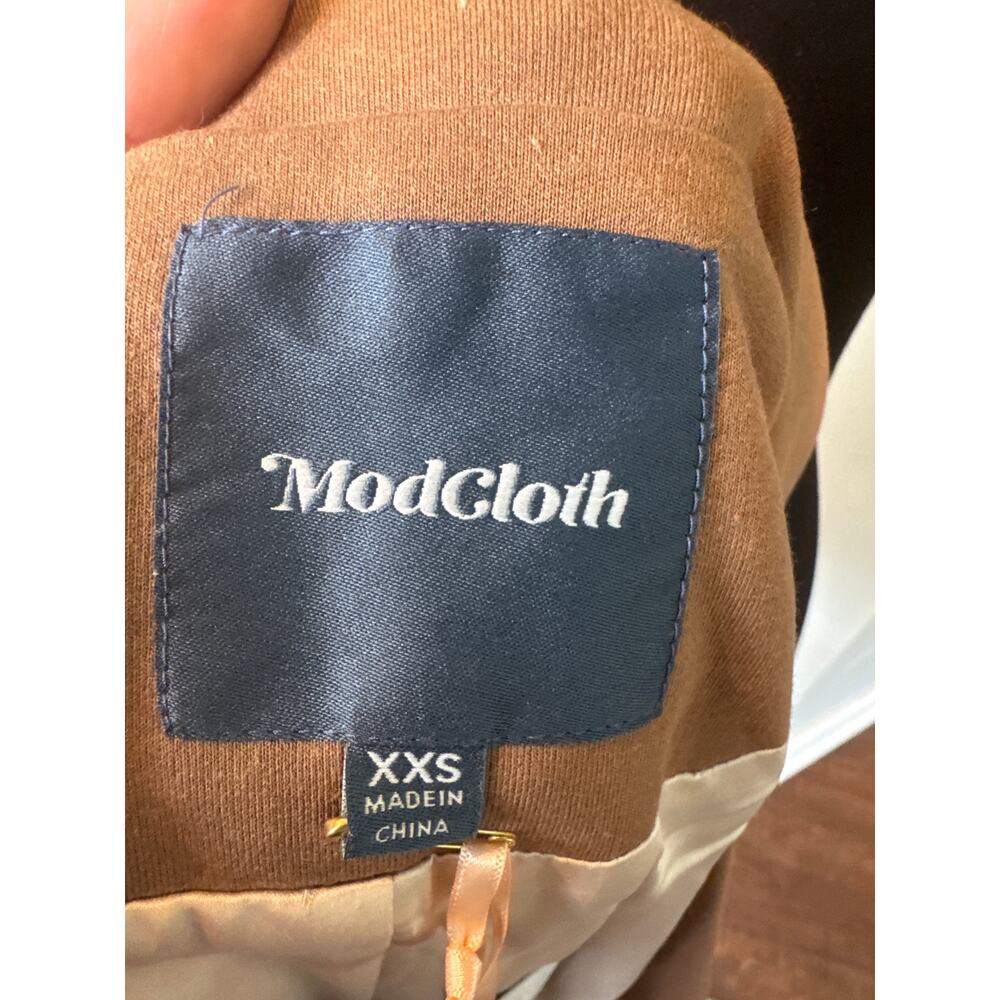 ModCloth Fine and Sandy Jersey Knit 3/4 Sleeve Blazer Tan Women's Size XXS NWT - Picture 4 of 8